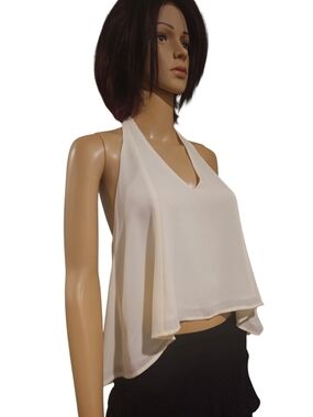 Sleeveless Cream Halter V-Neck Layered Camisole